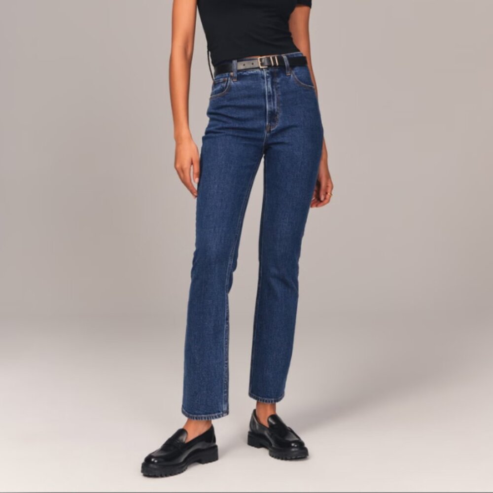 Abercrombie Ultra High Rise Ankle Straight Jeans | Size 28 (6) Dark Wash